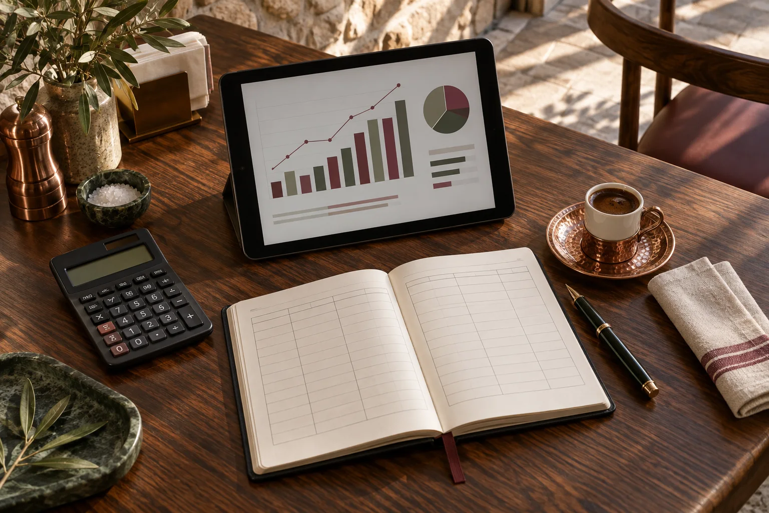 Tablet ve planlayıcıyla lokantanın SEO bütçesini planlama — temsili görsel